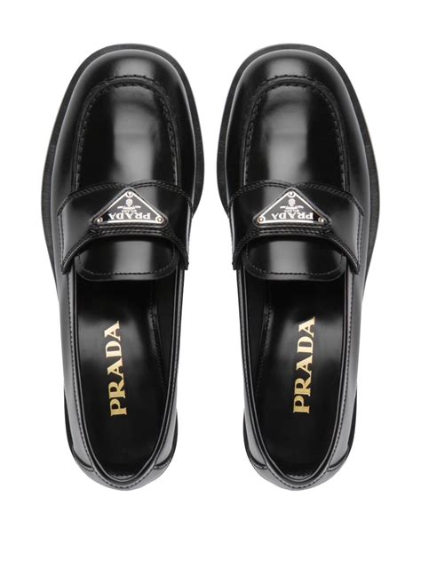 prada logo plaque loafers womens